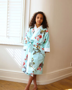 'Bed Of Roses' - Turquoise Kids Dressing Gown