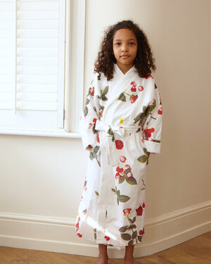 'Bed Of Roses' - White Kids Dressing Gown