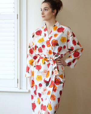 'Summer Rose' - White Kimono