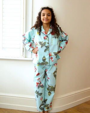 'Bed Of Roses' - Turquoise Kids Pyjamas